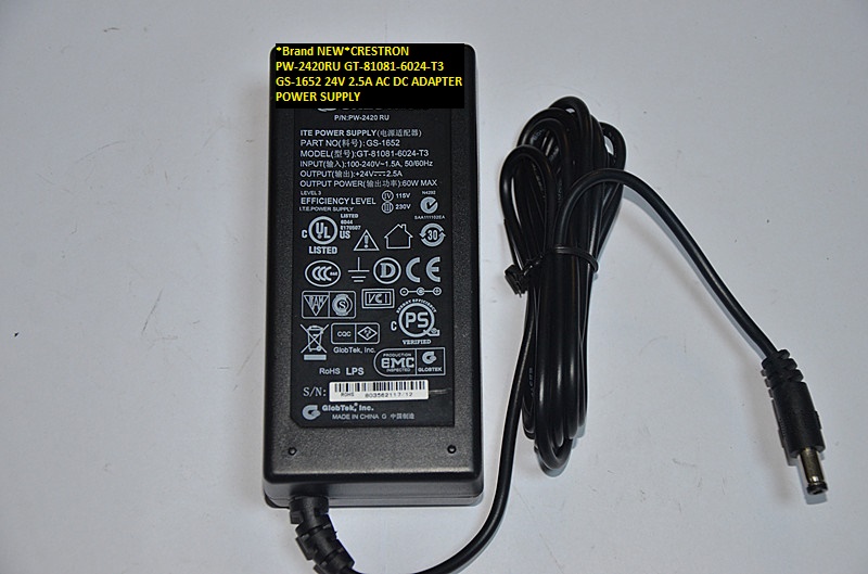 *Brand NEW*PW-2420RU 24V 2.5A CRESTRON GS-1652 GT-81081-6024-T3 AC DC ADAPTER POWER SUPPLY